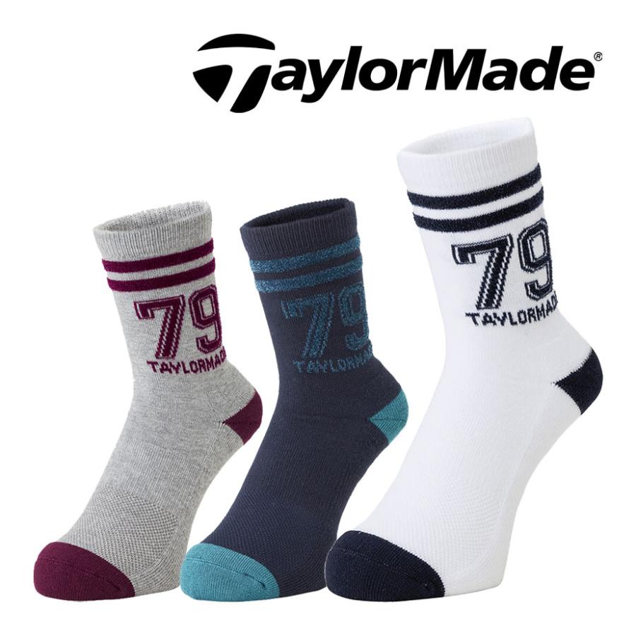 TaylorMade ソックス テーラーメイド ミドルソックス ホワイト ネイビー グレーヘザー TD400 メンズ 抗菌防臭 吸汗速乾 ...