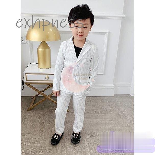 新作入荷 キッズ 男の子 子供スーツ 2点セット 長袖ジャケット パンツ ストライプ 90 140 子供スーツ お洒落 ジャケット パンツ 男の子 春秋 誕生日 入園式 卒業式 結婚式 七五三 紳士服 フォーマル お洒落 着物 セレモニードレス Aliuminium Lt