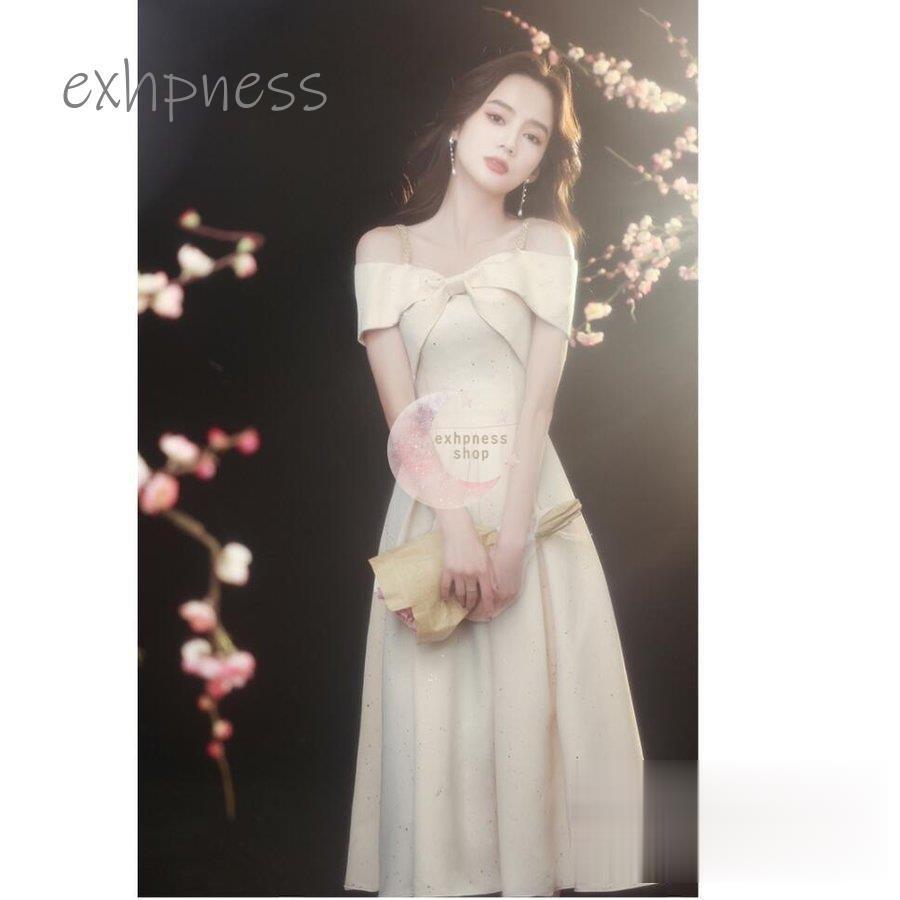 品質満点 結婚式ドレス 40代 30代 代 ビアノ 成人式 卒業式 披露宴 二次会 オフショルダー パーディードレス ウエディングドレス お呼ばれ プリンセスドレス セレブ Aライン サイズ Xs