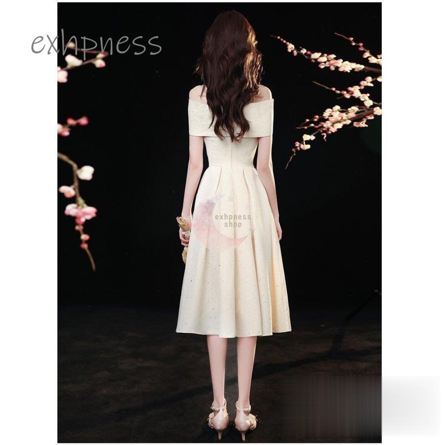 品質満点 結婚式ドレス 40代 30代 代 ビアノ 成人式 卒業式 披露宴 二次会 オフショルダー パーディードレス ウエディングドレス お呼ばれ プリンセスドレス セレブ Aライン サイズ Xs