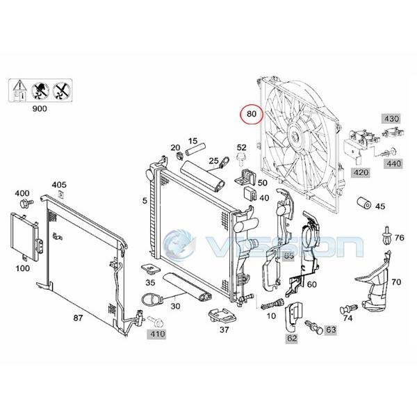 ベンツ　W215　W220　S430　ラジエーターブロアファン　CL55　S320　CL500　S350　650W　S500　S55　2205000193