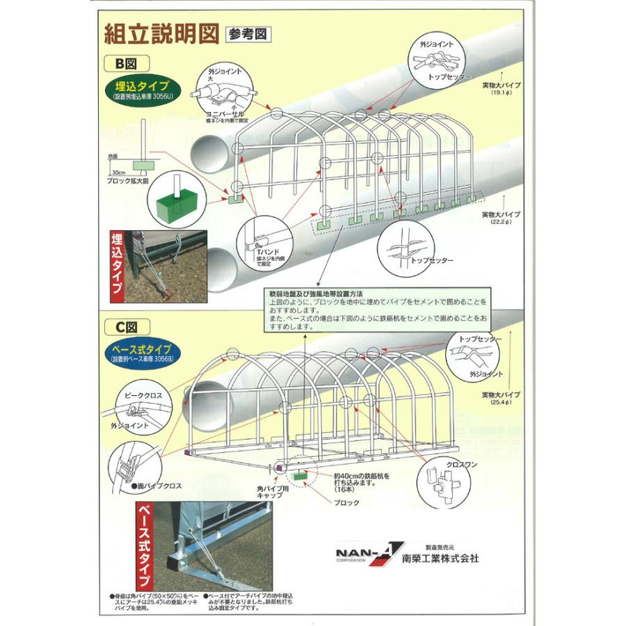 【南栄工業】パイプ車庫 ベース車庫セダン用　3056BGR　※本州・四国・九州送料無料｜exis｜03