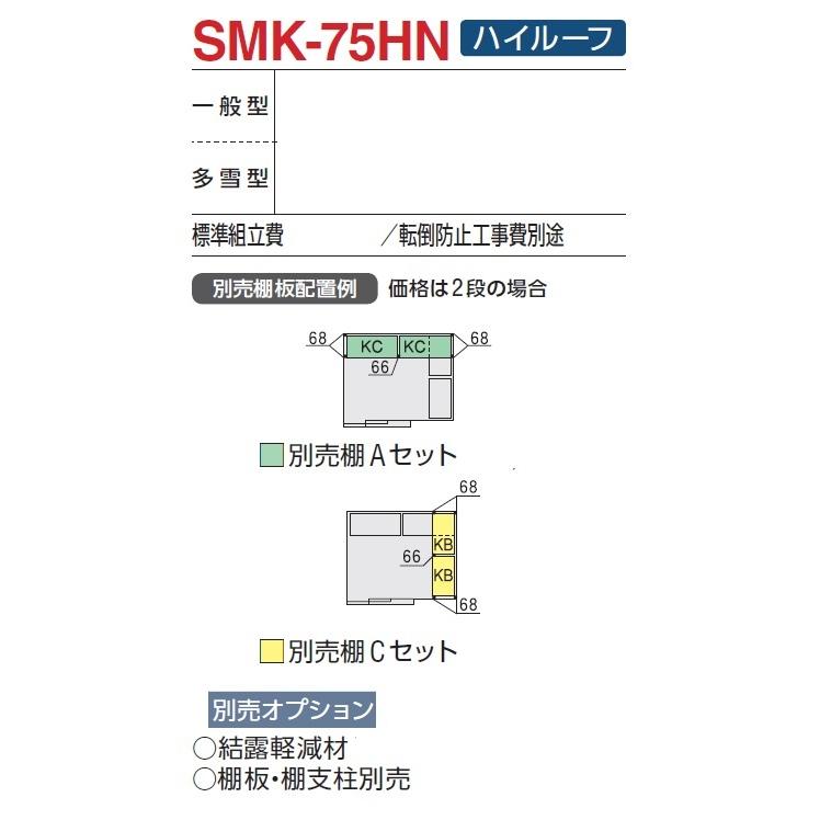 イナバ物置　ナイソー　SMK-75HN（ハイルーフ/多雪型）　物置き　断熱構造　屋外　収納庫｜exis｜03