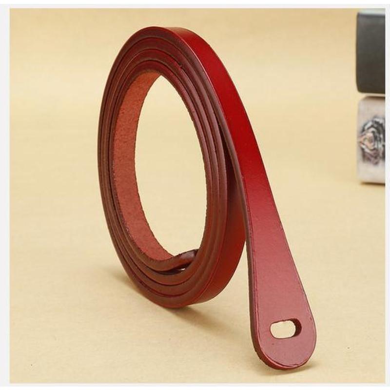 レッド 本革 ワンホール ベルト レディース レザーベルト 細ベルト ナローベルト ウエストマーク カジュアル ピンレス シンプル 無地 赤 送料無料 再入荷 予約販売