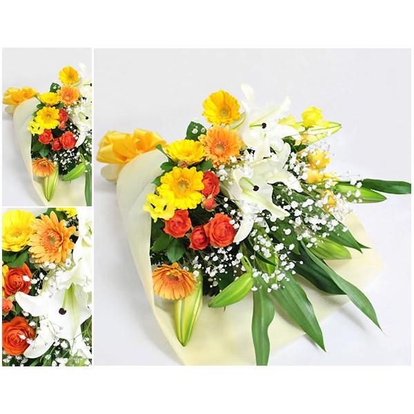花束 ユリと季節の花束 暖色系 電報なし お祝い 花 フラワー ギフト プレゼント 結婚式 誕生日 卒業式 入学式 退職祝い 送別会 Ffb005 電報屋のエクスメール Yahoo 店 通販 Yahoo ショッピング