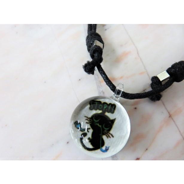 アクセサリー　THAI VETRO　タイベトロ　ペンダント S　サークル型　ネコ　猫　ハンドメイド　ガラスジュエリー　 |  | 01