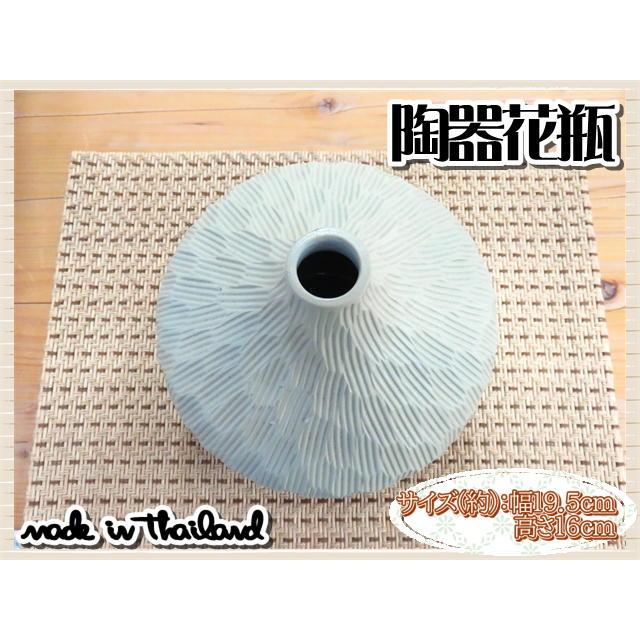 花瓶 花器 フラワーベース 陶器 ホワイト 幅19.5ｃｍ 高さ16ｃｍ シンプル ナチュラル インテリア おしゃれ くすみカラー |  | 02