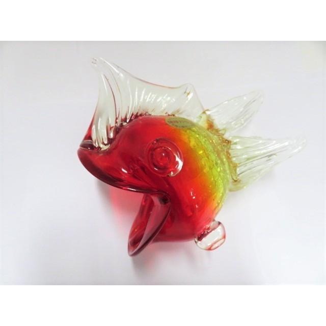琉球ガラス ガラス 魚灰皿 灰皿 赤 ガラスオブジェ オーナメント