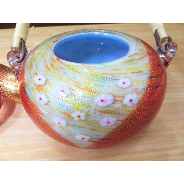 (未使用)琉球ガラスポッド 美品・未使用】琉球ガラス；ガラス鉢・金魚鉢・水鉢（ガラス