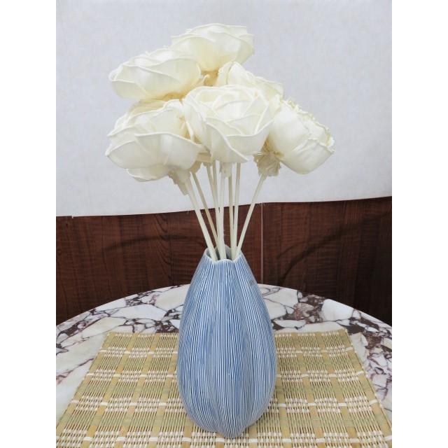 花瓶　花器　フラワーベース　陶器　青　ブルー　23ｃｍ　シンプル　ナチュラル｜exmart