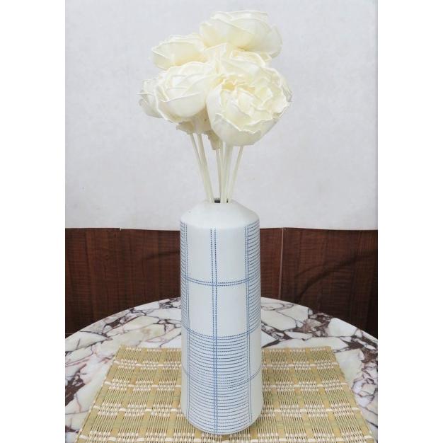 花瓶 花器 フラワーベース 陶器 白 青  幅13ｃｍ 高さ33ｃm シンプル ナチュラル インテリア おしゃれ くすみカラー | 