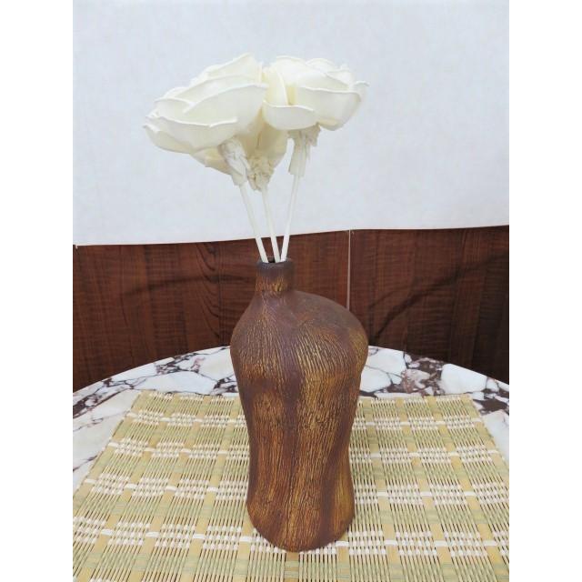 花瓶　花器　フラワーベース　陶器　ブラウン　23ｃｍ　シンプル　ナチュラル | 