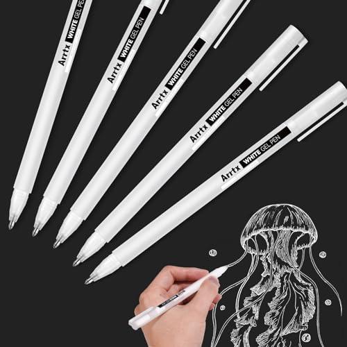 Arrtx ホワイトゲルペン、5本パック、1mm 細字ペン アーティスト用ゲルインクペン、アーカイブインクペン、黒い紙の描画、イラスト、スケッチ、ライ｜exp-market｜07