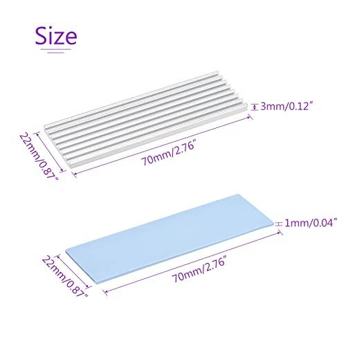 DMiotech 70x22x3 mm アルミニウムラジエーター 2280ハードドライブヒートシンク用 シリコーンパッド シルバートーン M.2 SSD｜exp-market｜03