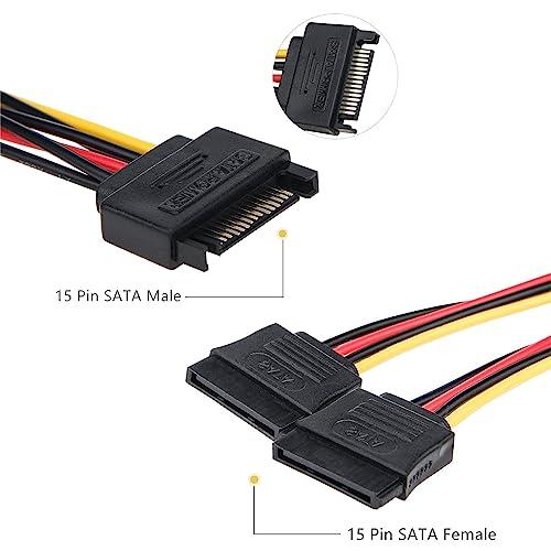 SATA分配ケーブル 20cm (3本セット) SATA 電源 2分岐ケーブル 15ピンオスー15ピン2メス｜exp-market｜03