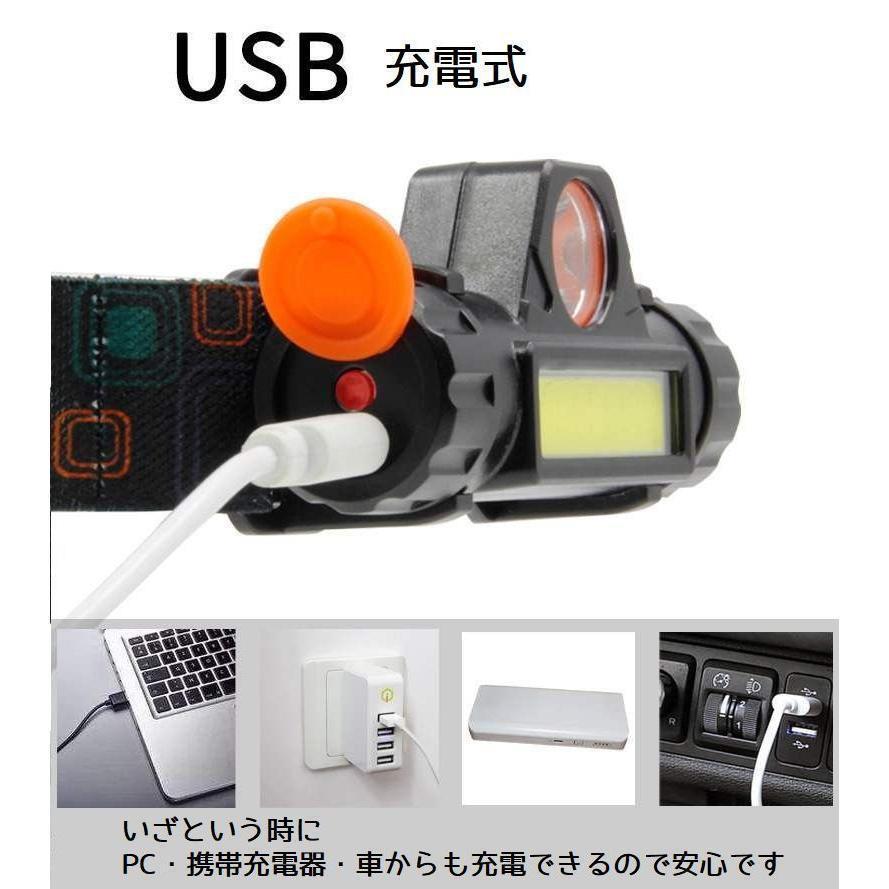 ヘッドライト ヘッドランプ 高輝度 USB充電式 LED リチウム アウトドア 釣り 登山 キャンプ 災害時 作業用 車修理 屋外｜exp-shop｜10