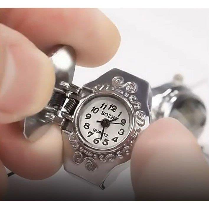 リングウォッチ 指輪時計 カバー付 フィンガーウォッチ ラウンドフェイス アナログ アラビア数字 個性的 ユニーク アクセサリー 指とけい｜exp-shop｜06