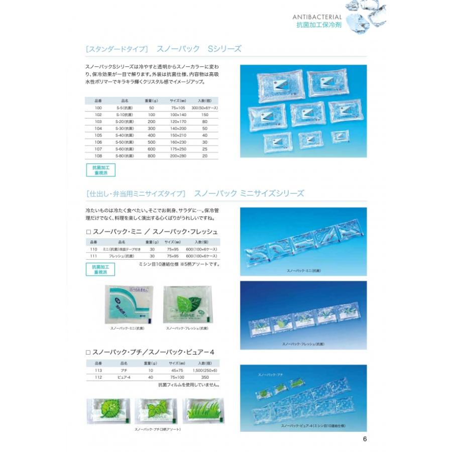 保冷剤 スノーパック ミニ(抗菌)両面テープ付き 30g 600個入 110 ケース販売 取り寄せ品 三重化学工業の画像