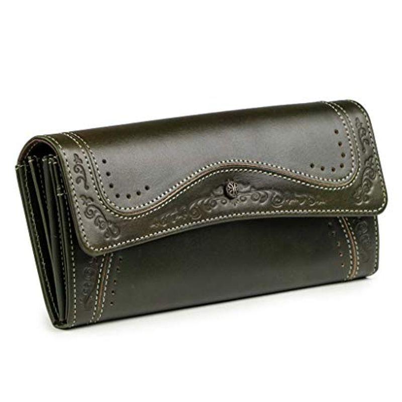 フェランド エクスパンションの フェランド Felando イタリアンレザー レディースファッション 牛革 長財布 ミルージュ グリーン