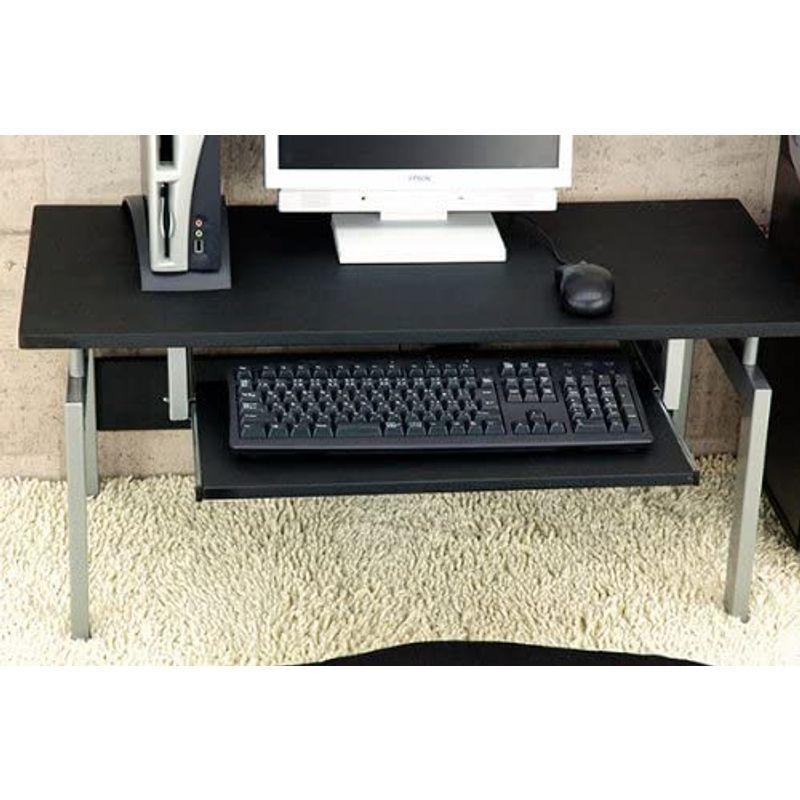 おすすめ PCデスク(パソコンデスク) スチールパイプ脚 幅90cm スライドテーブル付き ブラック(黒)代引不可 オフィスデスク
