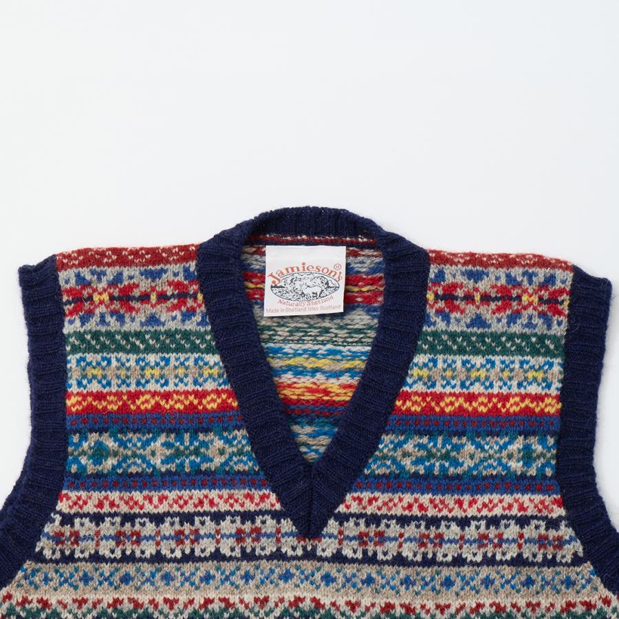 Jamieson’s フェアアイル柄 Vネックベスト Jamieson's of Shetland JAMIESON'S ジャミーソンズ フェアアイル柄 V
