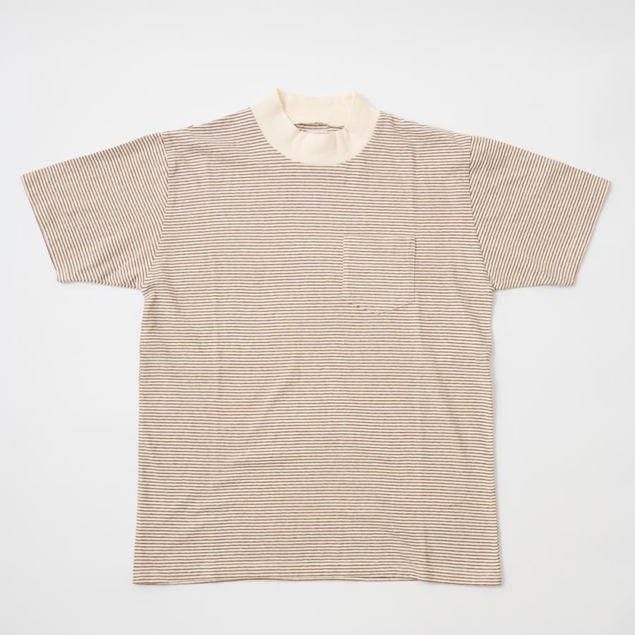 【対象ボーダーTシャツ2枚購入でノベルティプレゼント】FELCO フェルコ  モックネック ナローストライプ Tシャツ 日本製 | FELCO