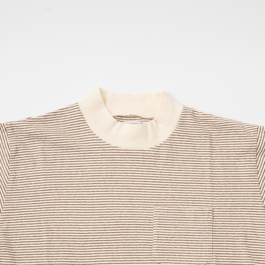 【対象ボーダーTシャツ2枚購入でノベルティプレゼント】FELCO フェルコ  モックネック ナローストライプ Tシャツ 日本製 | FELCO | 01
