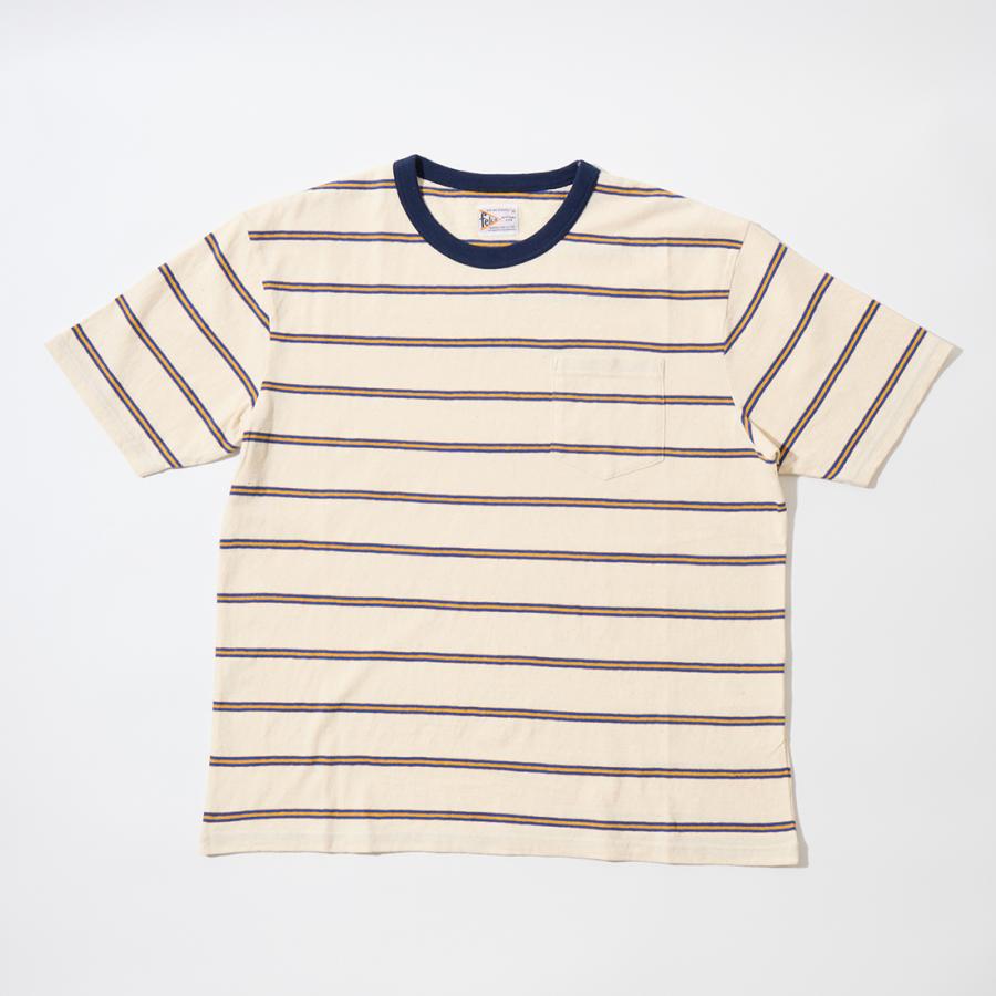 【対象ボーダーTシャツ2枚購入でノベルティプレゼント】FELCO フェルコ  クルーネック ストライプ ポケットTシャツ メンズ 日本製 | FELCO