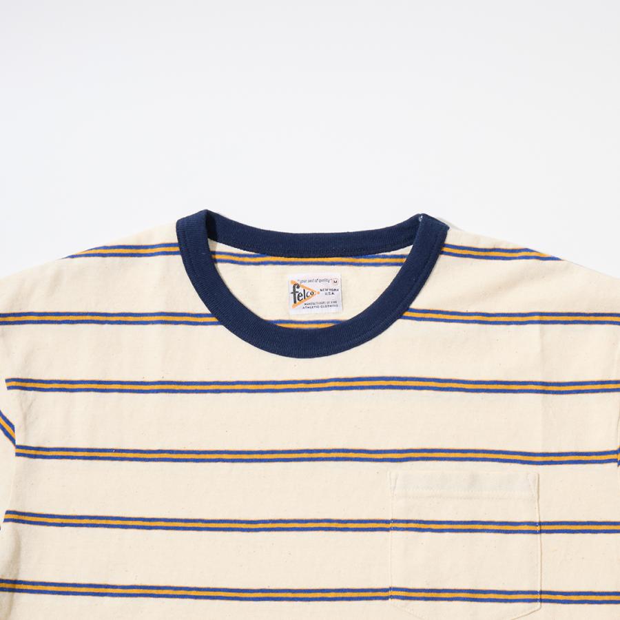 【対象ボーダーTシャツ2枚購入でノベルティプレゼント】FELCO フェルコ  クルーネック ストライプ ポケットTシャツ メンズ 日本製 | FELCO | 01