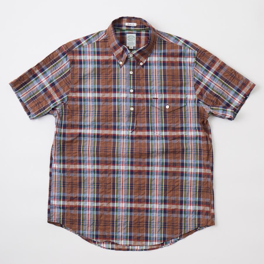 KEATON CHASE USA キートンチェイスユーエスエー 半袖 プルオーバー マドラスチェック シアサッカーシャツ 日本製 | KEATON CHASE