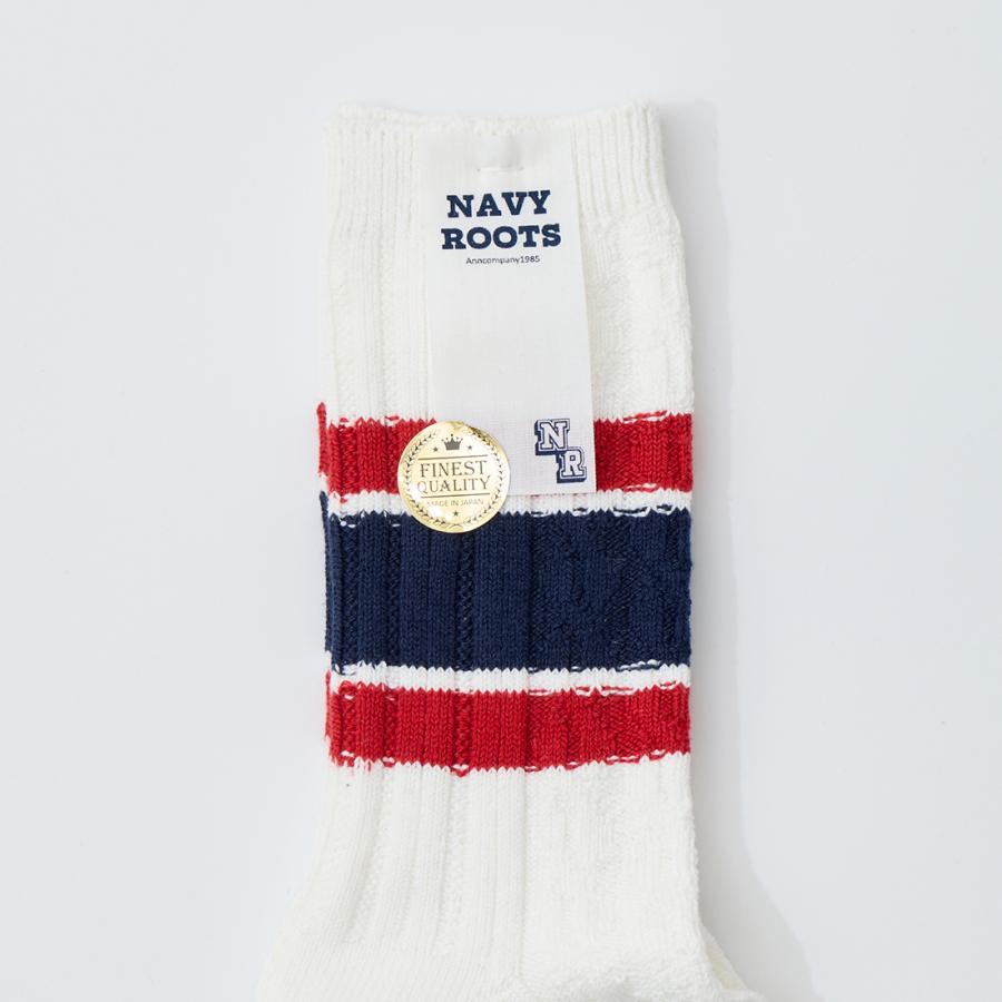 NAVY ROOTS (ネイビールーツ) ケーブル ボーダー ソックス 靴下 メンズ 日本製 | NAVY ROOTS | 01