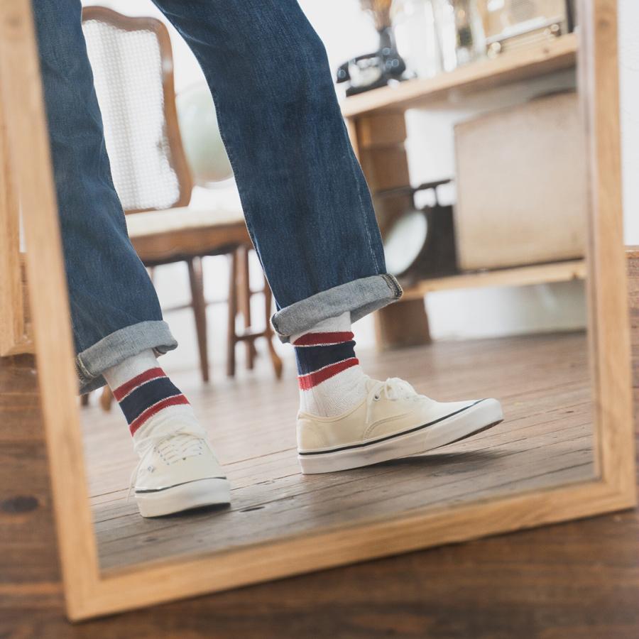 NAVY ROOTS (ネイビールーツ) ケーブル ボーダー ソックス 靴下 メンズ 日本製 | NAVY ROOTS | 06