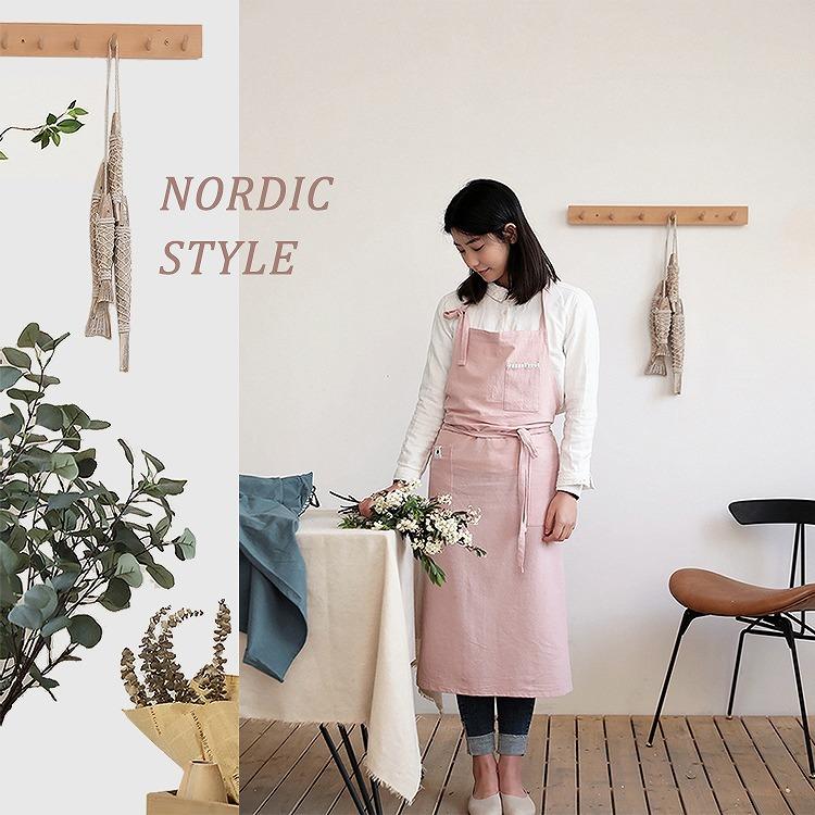 綿麻　エプロン　リネン シンプル　おしゃれ カフェ料理 DIY　男女　ピンク 綿麻 エプロン リネン シンプル おしゃれ カフェ料理 DIY 男女 赤 綿麻