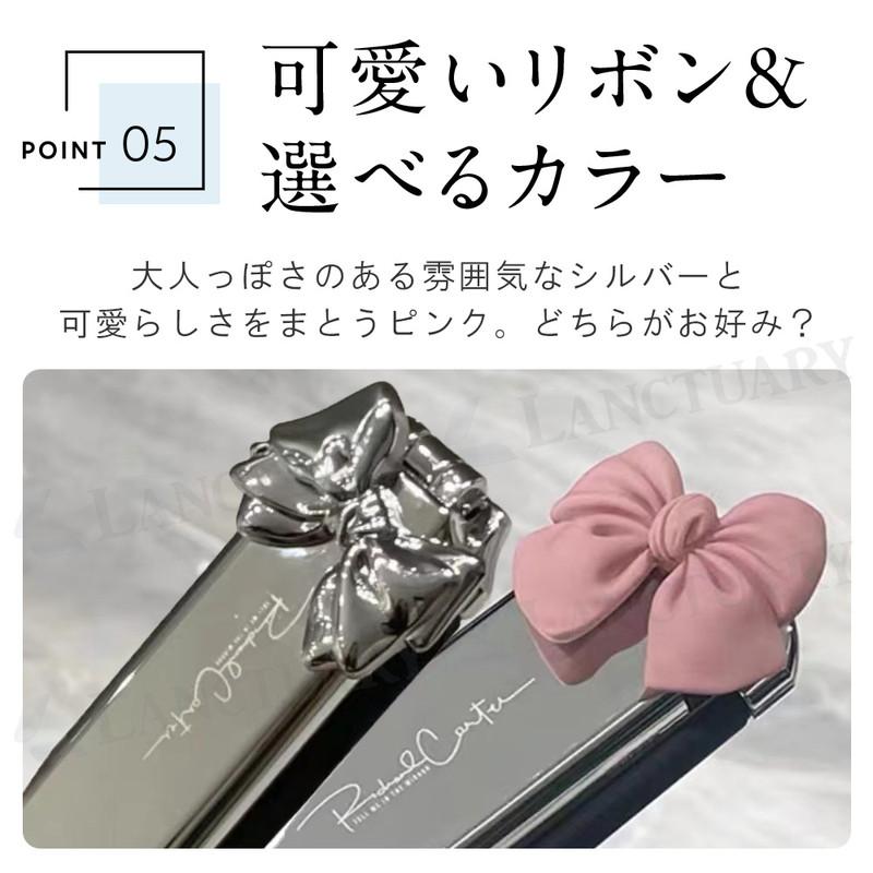 ヘアブラシ コンパクト シルバー かわいい くし 携帯 ブラシ リボン