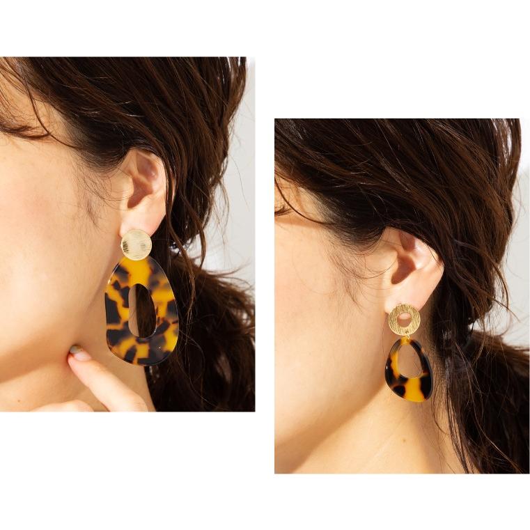 LUCIANNA（ルチアーナ） ピアス 大ぶり 金属アレルギー 樹脂 べっ甲 べ