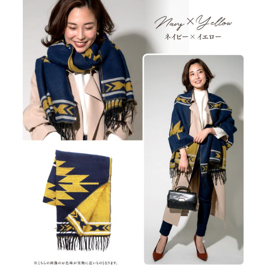 ストール 大判 ネイティブ オルテガ 民族柄 レディース リバーシブル 秋冬 厚手 マフラー St 18 ファッション雑貨 小物のエクレボ 通販 Yahoo ショッピング