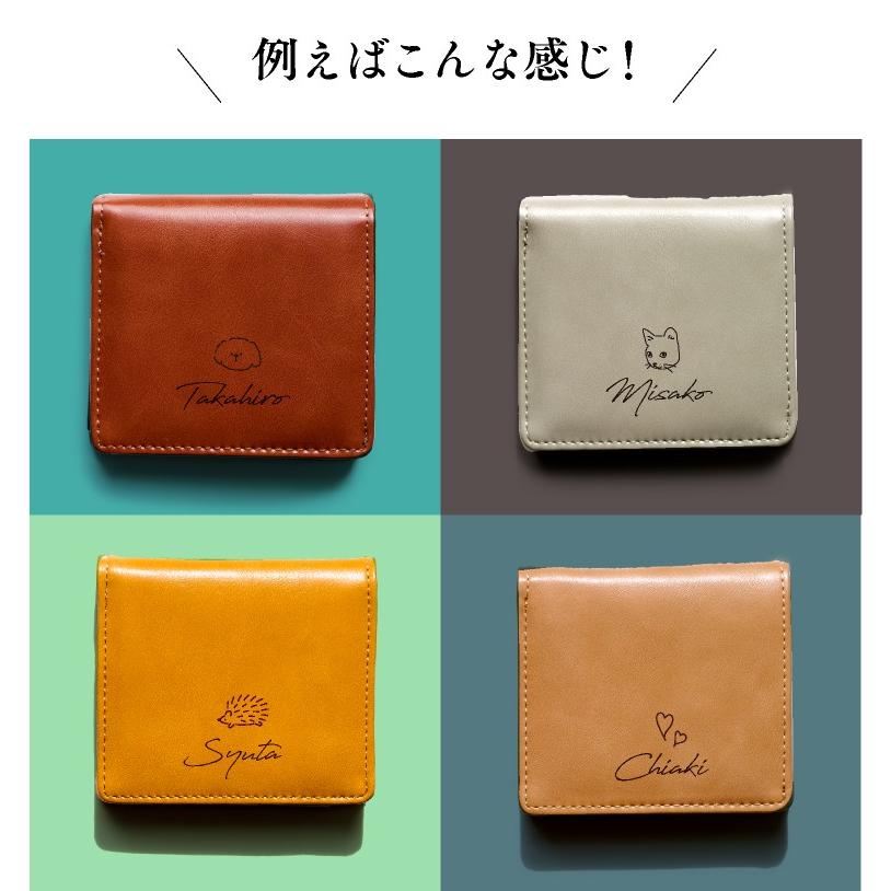 名入れ プレゼント 財布 二つ折り レディース メンズ ミニ財布 オリジナル グッズ Wt 15c Name ファッション雑貨 小物のエクレボ 通販 Yahoo ショッピング