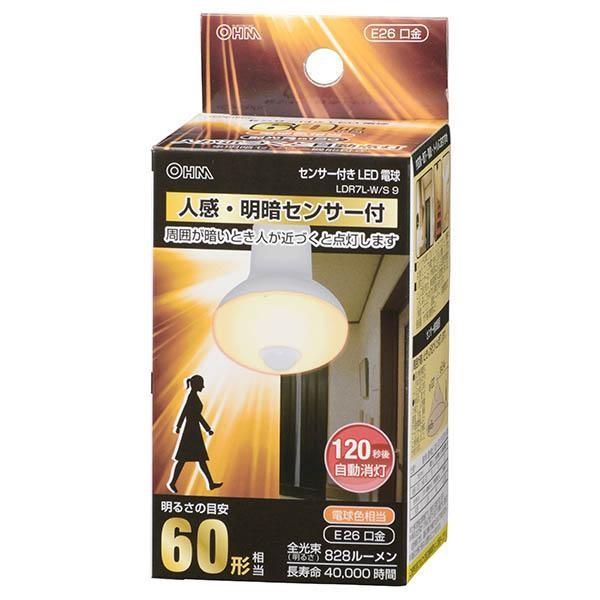 LED電球 レフランプ形 E26 60形相当 人感・明暗センサー 電球色_LDR7L-W/S 9 06-0789 オーム電機 | OHM | 02