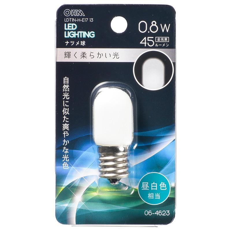 LED電球 ナツメ球形 E17/0.8W 昼白色｜LDT1N-H-E17/13 06-4623 OHM オーム電機｜exsight-security