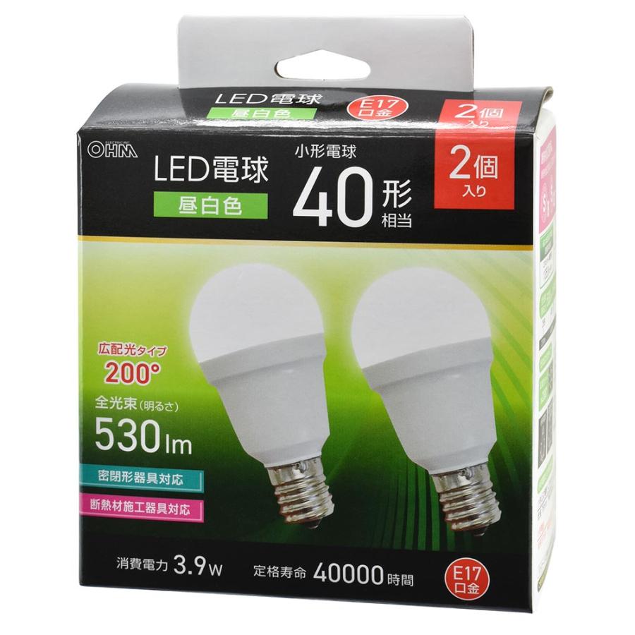 LED電球 小形（40形相当/昼白色/530 lm/3.9W/E17/Ra83/広配光200°/密閉形器具対応/断熱材施工器具対応/2個入）_06-5479_LDA4N-G-E17 IS53 2P_OHM（オーム電機） | OHM | 04