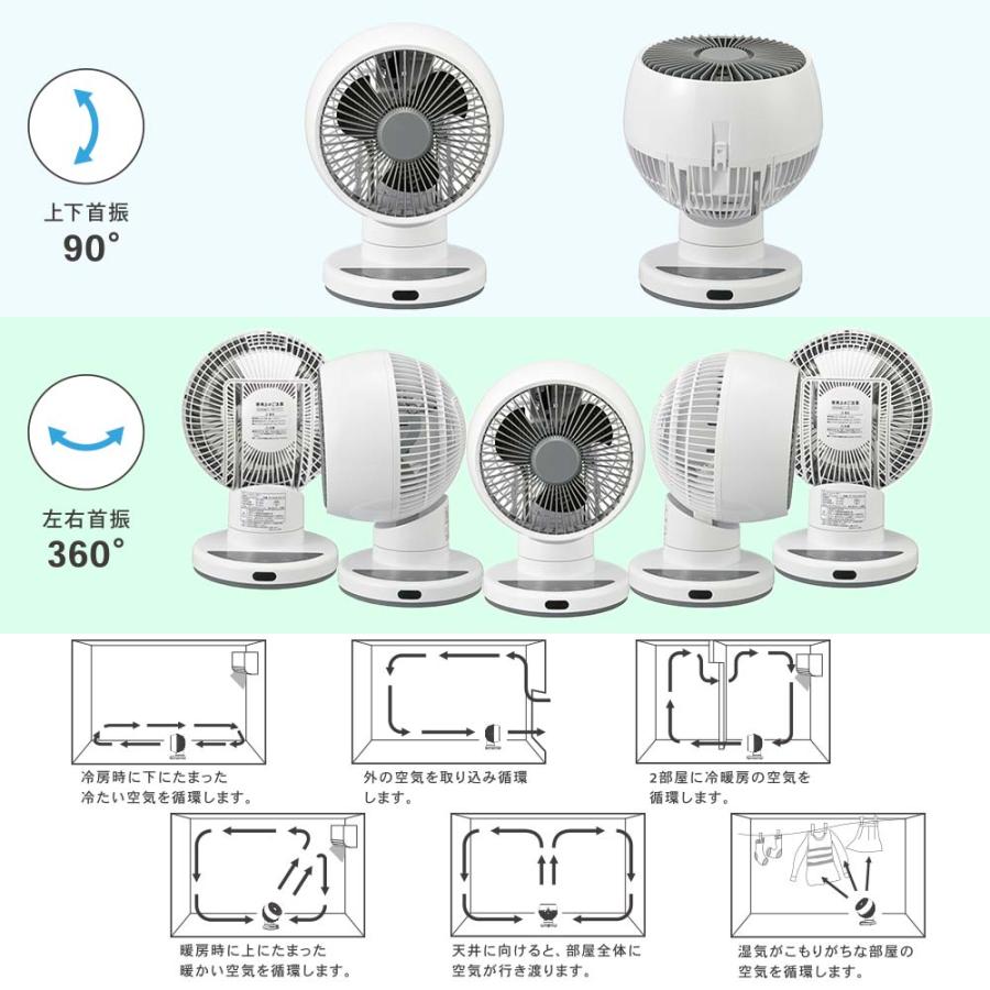 サーキュレーター 3D サーキュレーター 扇風機 兼用 DCモーター 3D首振り 360度 リモコン付き 扇風機・サーキュレーター