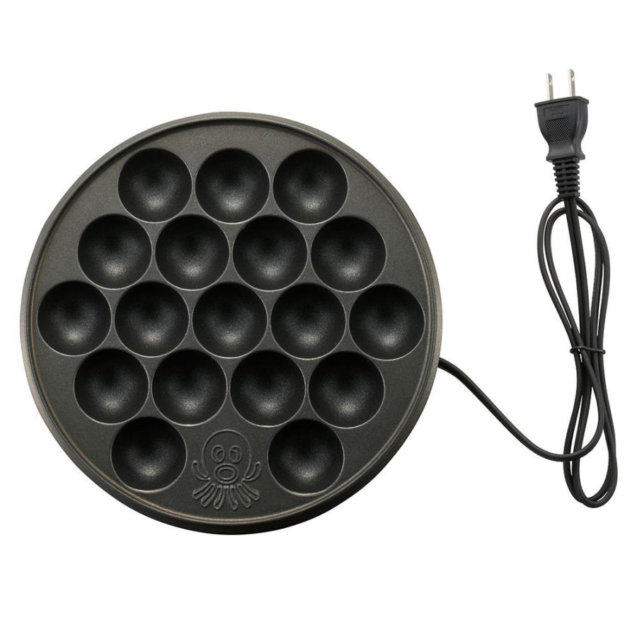 たこやき器 たこ焼き器 卓上 フッ素樹脂加工プレート 18個焼き ブラック ｜COK-E-T65-AH-K 08-3291 オーム電機 | OHM | 01