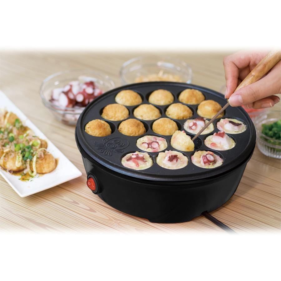 たこやき器 たこ焼き器 卓上 フッ素樹脂加工プレート 18個焼き ブラック ｜COK-E-T65-AH-K 08-3291 オーム電機 | OHM | 02