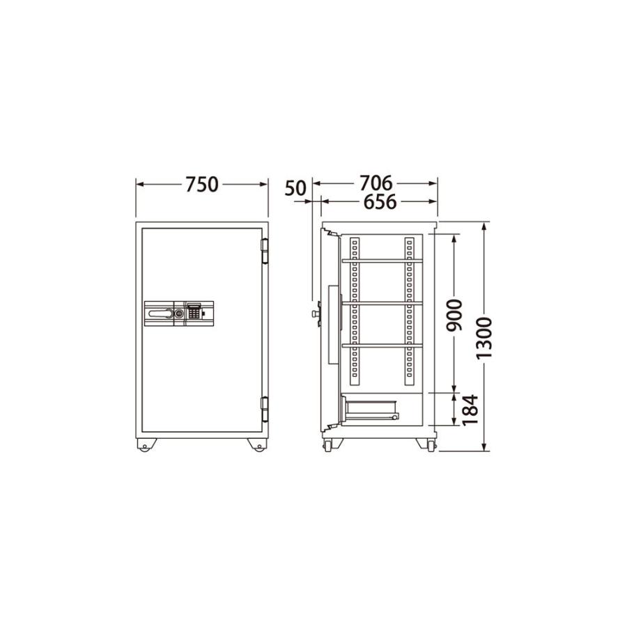 703EKG EIKO エーコー 業務用耐火金庫 テンキータイプ 1時間耐火 350kg 304Lの画像