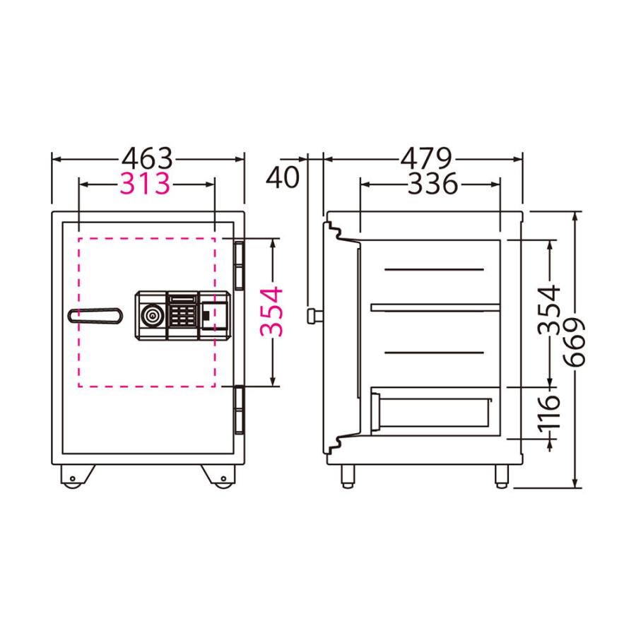 BSD-PKX EIKO エーコー STANDARD（スタンダード）家庭用耐火金庫 テンキータイプ 1時間耐火 103kg 51L_3