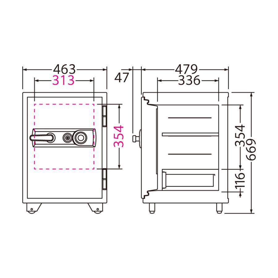 BSD-XA EIKO エーコー STANDARD（スタンダード）家庭用耐火金庫 ダイヤルタイプ+警報装置　アラーム付　 1時間耐火 103kg 51L_3
