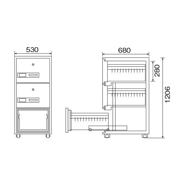 耐火キャビネット B4サイズ 220kg | DSF680-3K |【車上渡し送料無料(リフト所有※一部地域対象外)】【代引不可】【メーカー直送】| ダイヤセーフの画像