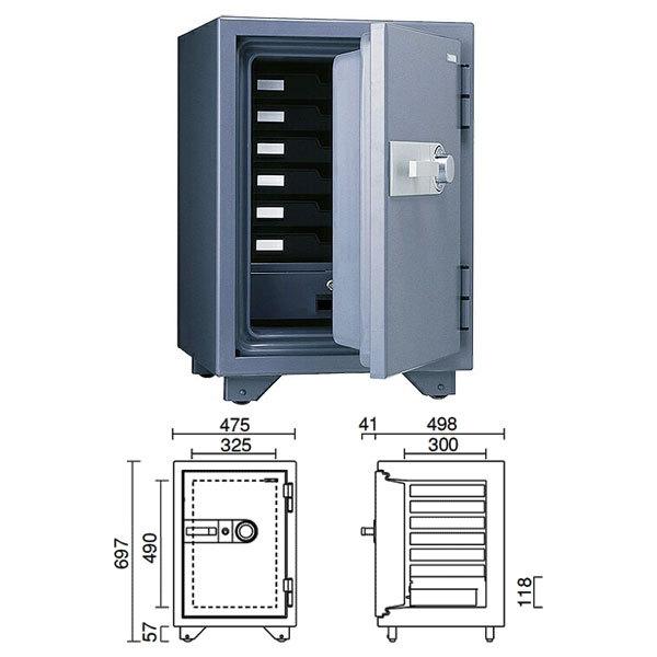 ダイヤル式耐火金庫（警報器付）ダークグレー 50L 110kg | KMX-50SDA-DG |【搬入設置料見積り+メーカー直送+代引不可】| KingCrown（日本アイ・エス・ケイ）の画像