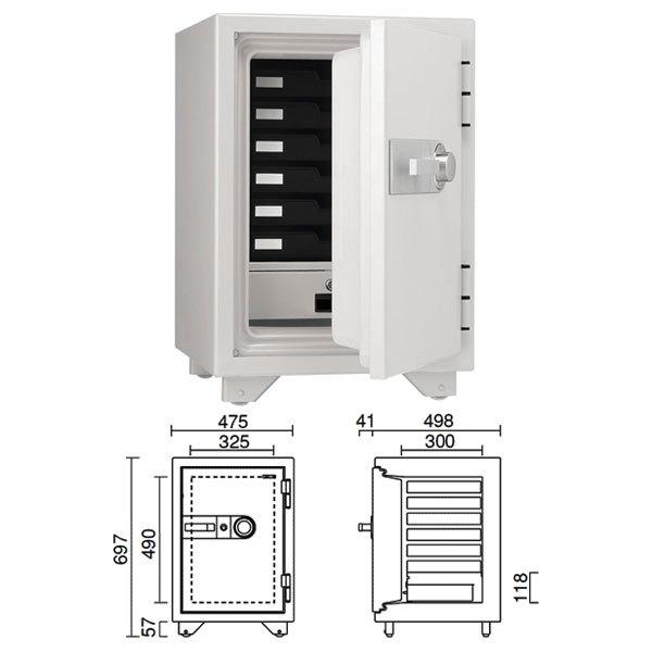 ダイヤル式耐火金庫（警報器付）オフホワイト50L 110kg | KMX-50SDA-W |【搬入設置料見積り+メーカー直送+代引不可】| KingCrown（日本アイ・エス・ケイ）の画像