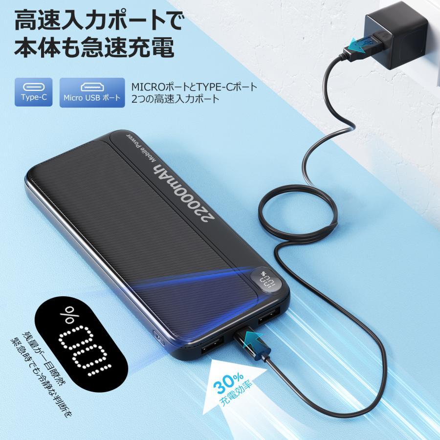モバイルバッテリー 22000mAh 大容量 小型 軽量 2.4A急速充電 3台同時充電 携帯充電器 LED残量表示 携帯バッテリー PSE認証 SHRATCH 災害 停電対策 |  | 10